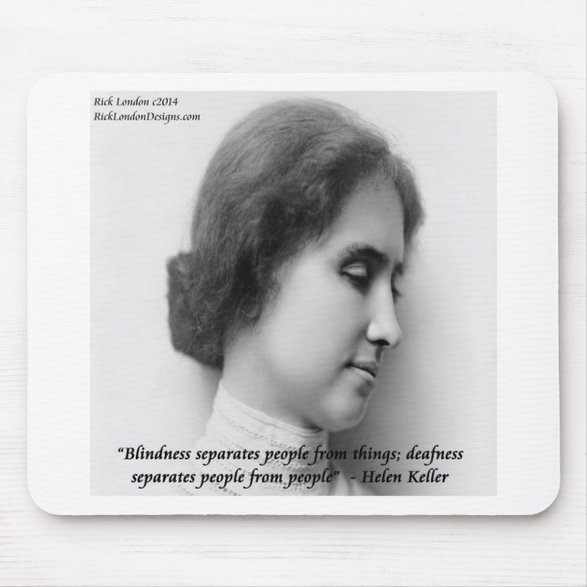 Mousepad Helen Keller & Citação Famosa de Surdo/Cego (Frente)