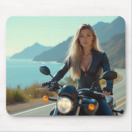 Mousepad Helena Chevalier sobre a viagem de motocicleta cos