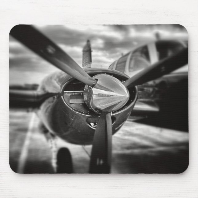 Mousepad Hélice de avião preto e branco (Frente)