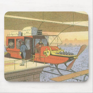 Mousepad Helicóptero de avião de ficção científica Vintage