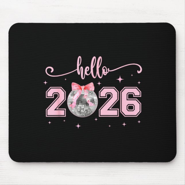 Mousepad Hello 2026 Cute Nk Bow 2026 New Year's Eve Party  (Frente)