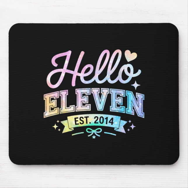 Mousepad Hello Eleven Est 2014 Coquette Bow 11th Birthday G (Frente)