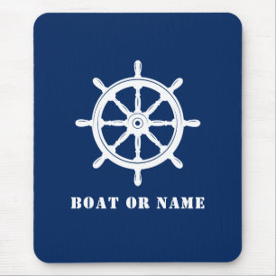Mousepad Helm da roda do navio náutico e o seu Marinho de 