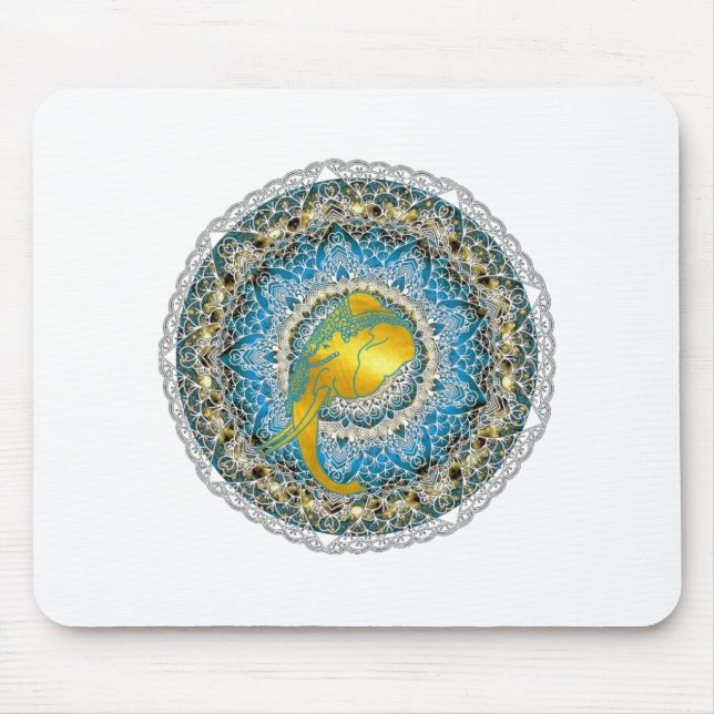 Mousepad Henna Elephant Mandala Ganesha Mindful Gifts (Frente)