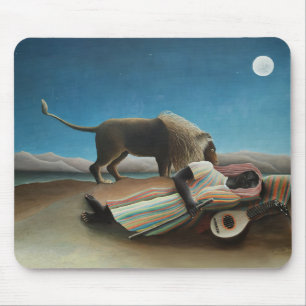Mousepad Henri Rousseau Sleeping Gypsy Lion Painting