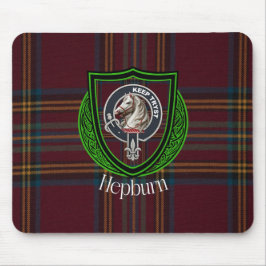 Mousepad Hepburn Scottish Clan Tartan and Crest