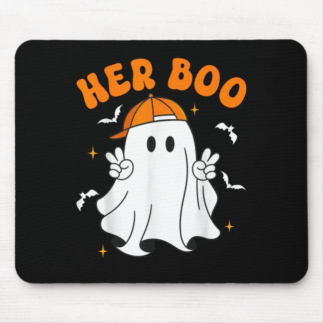 Mousepad Her Boo &amp; His Boo Funny Matching Halloween Cou (Frente)