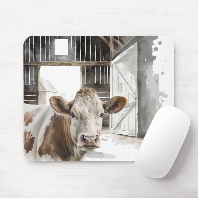 Mousepad Hereford Cow Em Barn (Com mouse)
