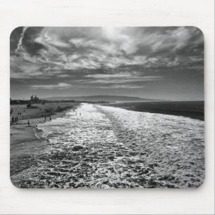 Mousepad Hermosa Beach, foto a preto e branco