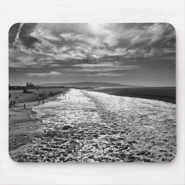 Mousepad Hermosa Beach, foto a preto e branco (Frente)