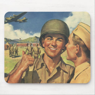 Mousepad Heróis Patrióticos Vintage, Homens de Aviões Milit