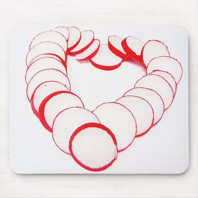 Mousepad Herz aus Radieschenscheiben (Frente)