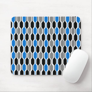 Mousepad Hexágonos de médio-século, preto, azul e Cinza 