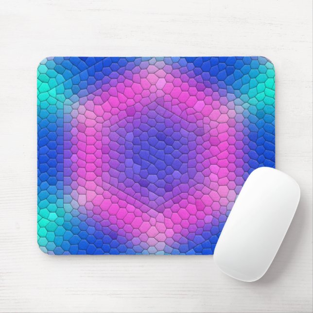 Mousepad Hexágonos Holográficos de Escala de Sereia Rosa a  (Com mouse)