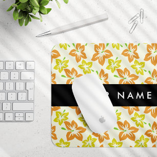 Mousepad Hibisco Amarelo, Hibisco Laranja, Seu Nome