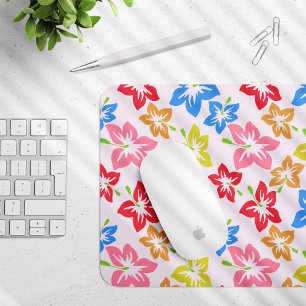 Mousepad Hibisco Colorido, Padrão De Flores