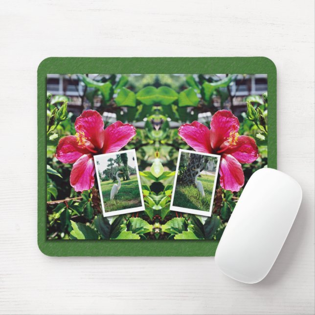 Mousepad Hibisco com Garças (Com mouse)