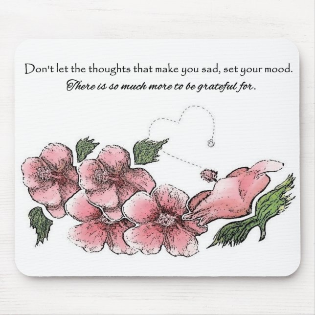 Mousepad Hibiscus cor-de-rosa bonito com citações (Frente)