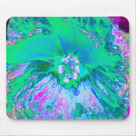 Mousepad Hibiscus Retro Verde e Rosa Quente Psicodélico