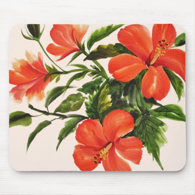 Mousepad Hibiscus vermelho quente (Frente)
