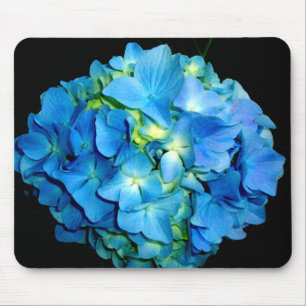 Mousepad Hídrangas florais de flores azuis elegantes