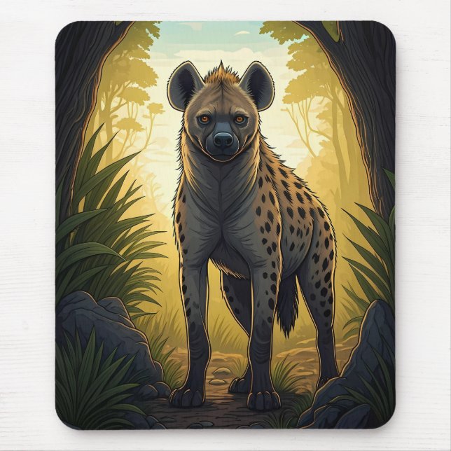 Mousepad Hiena em uma clareira da floresta (Frente)