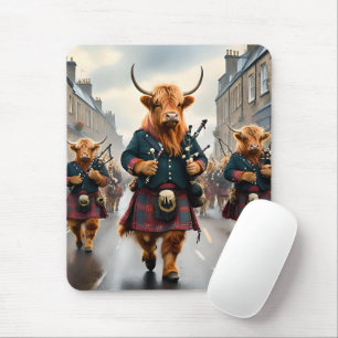 Mousepad Highland Harmony: Bagpipe Highland Cow Banda