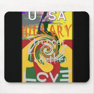 Mousepad Hillary EUA Presidente Fortaleza Juntos ouro verme