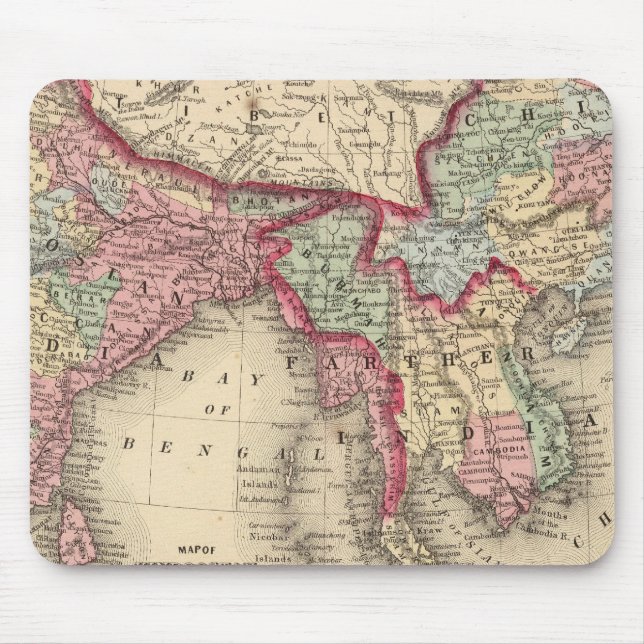 Mousepad Hindoostan, Índia mais distante, China, Tibete (Frente)