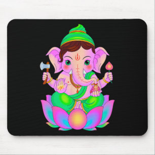Mousepad Hindu Ganesha Puja Elefante Deus Índia Meditação Y