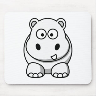 Mousepad Hipopótamo branco bonito