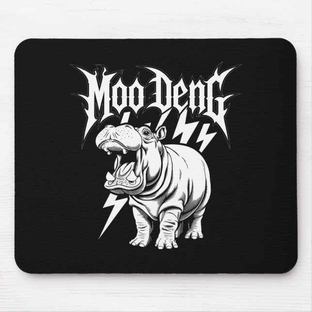Mousepad Hipopótamo Moo Deng Bebê Fofo Death Metal (Frente)