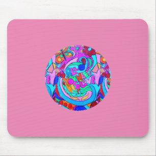 Mousepad hippie groovy círculo de amor rosa