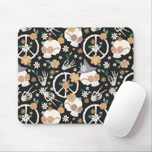 Mousepad Hippie Halloween Skulls and Flowers Standard