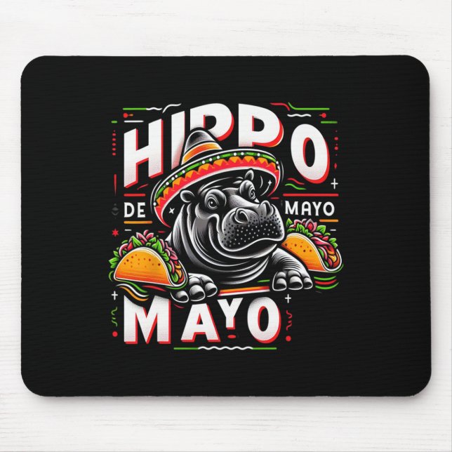 Mousepad Hippo Cinco De Mayo Funny México Hippopotamus Funn (Frente)