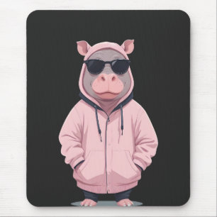 Mousepad Hippopotamus Vestindo Hoodie Funny Legal Pop