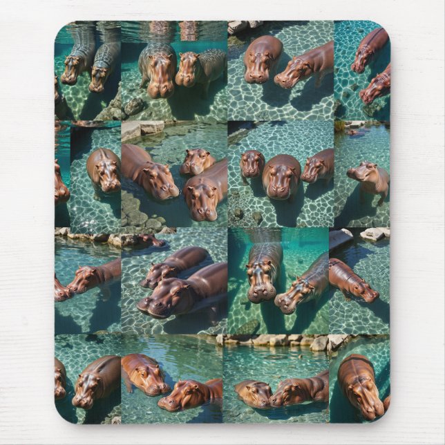 Mousepad Hippos no Play: Um Paraíso Pond (Frente)
