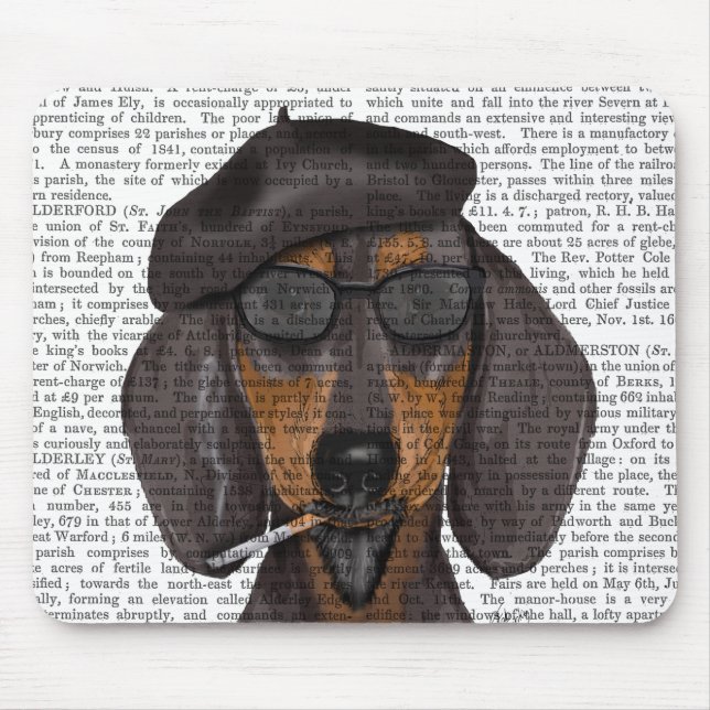 Mousepad Hipster Dachshund Black e Tan (Frente)