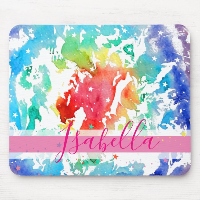 Mousepad Hipster Monograma Rainbow Tie Dye (Frente)