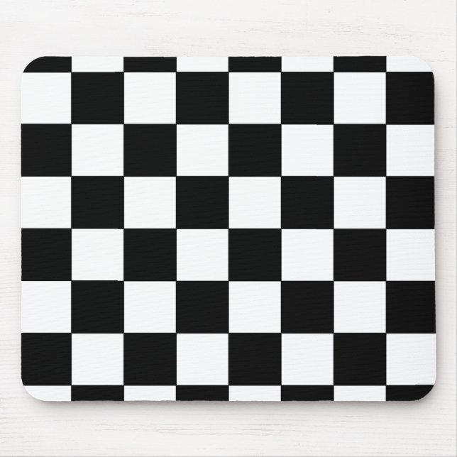 Mousepad Hipster retro do tabuleiro de damas preto e branco (Frente)