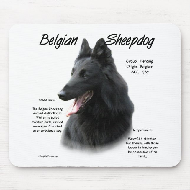 Mousepad História Belga De Cães-De-Ovelha; Tudo Sobre Cães- (Frente)