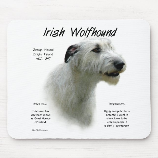 Mousepad História do Wolfhound Irlandês Branco (Frente)