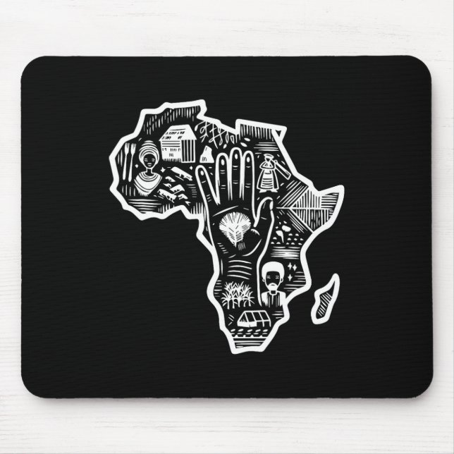 Mousepad História Negra Mês África Mapa Design Arte de Unid (Frente)