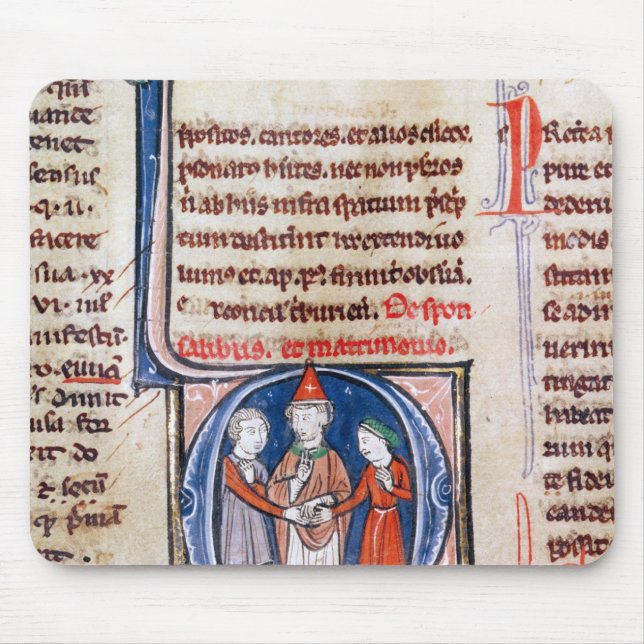 Mousepad Historiated rubrica "D" que descreve um casamento (Frente)