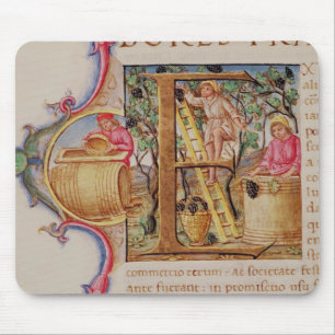 Mousepad Historiated rubrica "E" que descreve a colheita de