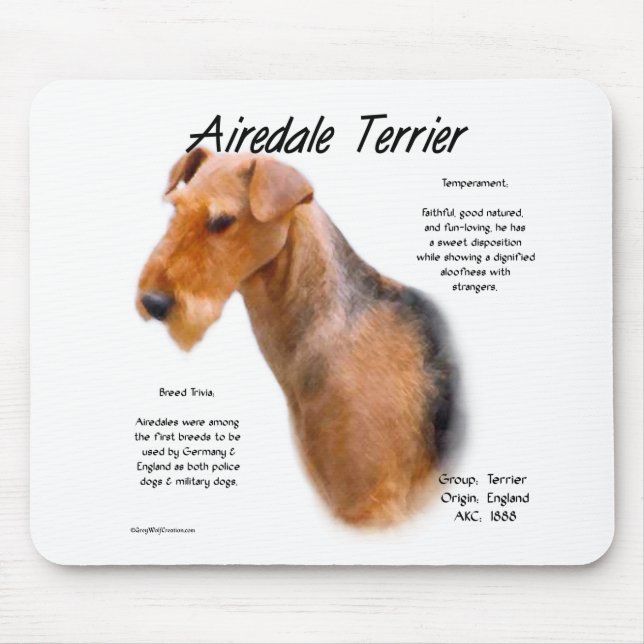 Mousepad Histórico de Terrier Airedale (Frente)