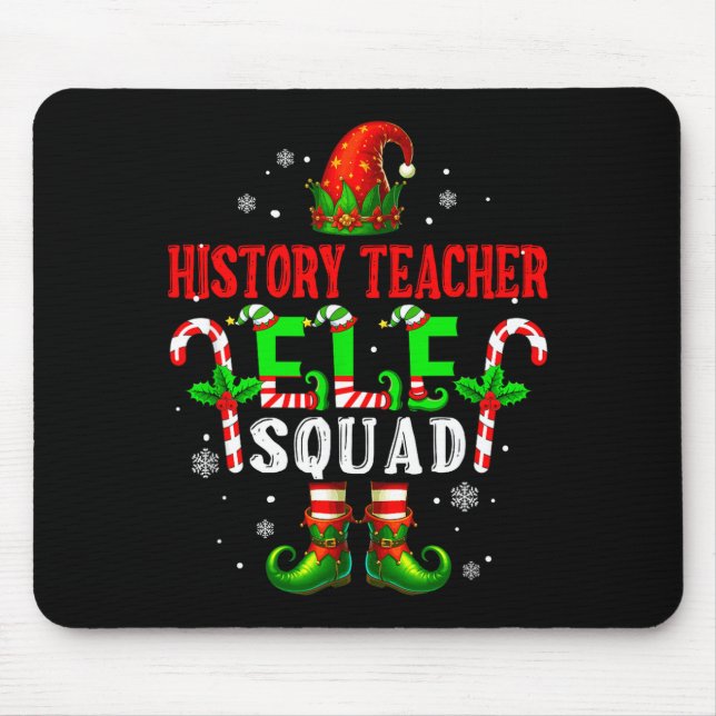 Mousepad History Teacher Elf Squad Xmas Elf Hat Scute Ss Cu (Frente)