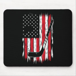 Mousepad Hockey American Flag Sports Retro Vintage