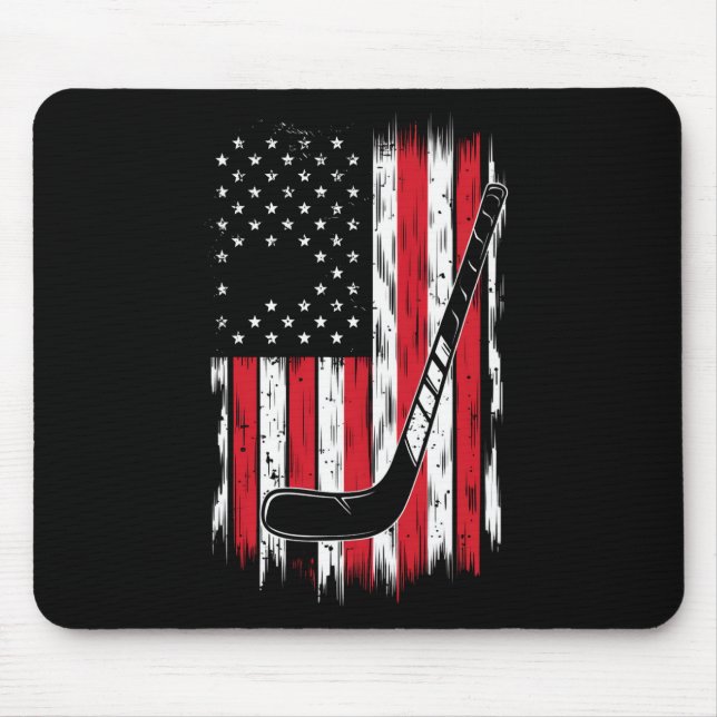 Mousepad Hockey American Flag Sports Retro Vintage (Frente)