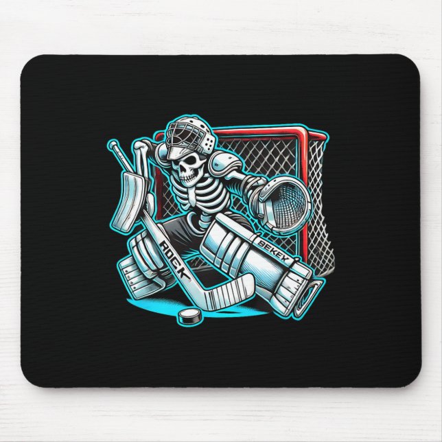Mousepad Hockey de Goalie de Skeleton de Halloween (Frente)